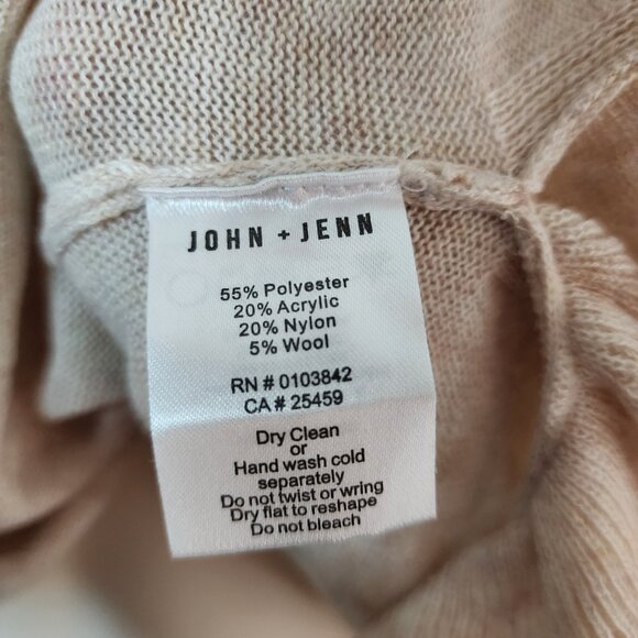 John + Jenn Sweater Womens Size M Medium Ruffle Side Neutral Pullover Wool Blend - Picture 6 of 6